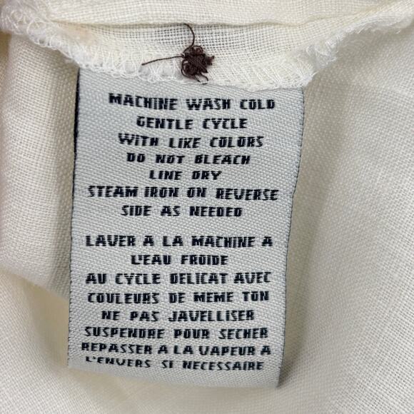 Caribbean Joe Blouse Top Womens Size L White Linen Button Up Short Sleeve - Picture 9 of 10